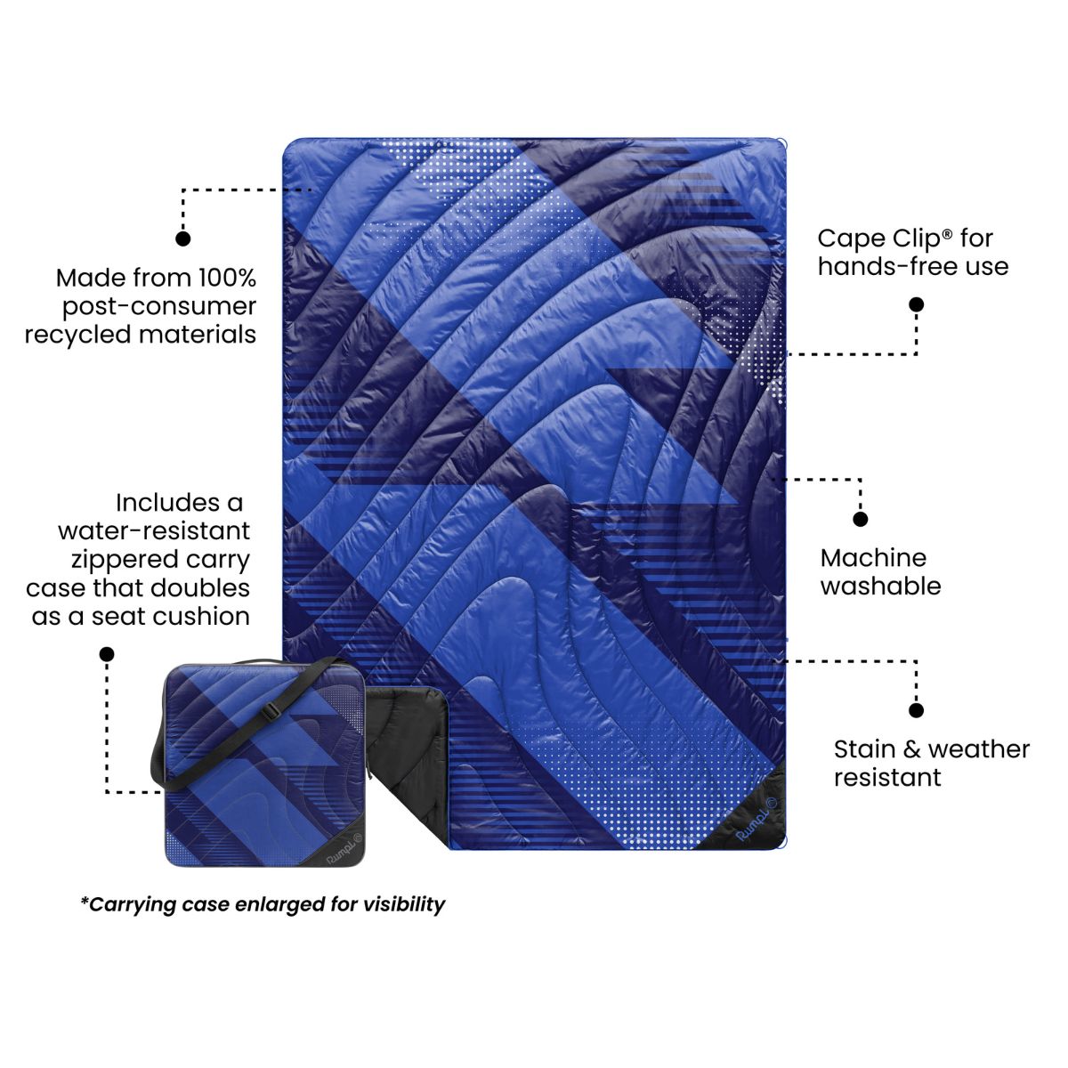 Rumpl Gametime Puffy Blanket - Blue / Blue Gametime Puffy Blanket - Blue / Blue | Rumpl Blankets For Everywhere Gametime Puffy