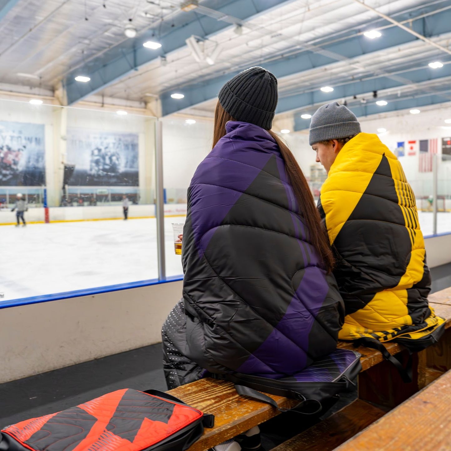 Rumpl Gametime Puffy Blanket - Blue / Orange Gametime Puffy Blanket - Blue / Orange | Rumpl Blankets For Everywhere Gametime Puffy