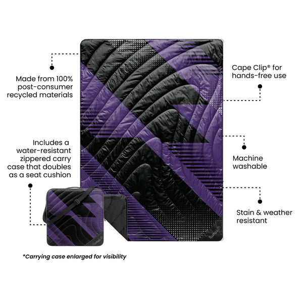 Rumpl Gametime Puffy Blanket - Purple / Black Gametime Puffy Blanket - Purple / Black | Rumpl Blankets For Everywhere Gametime Puffy