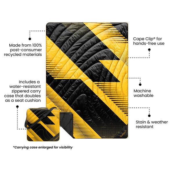 Rumpl Gametime Puffy Blanket - Yellow / Black Gametime Puffy Blanket - Yellow / Black | Rumpl Blankets For Everywhere Gametime Puffy