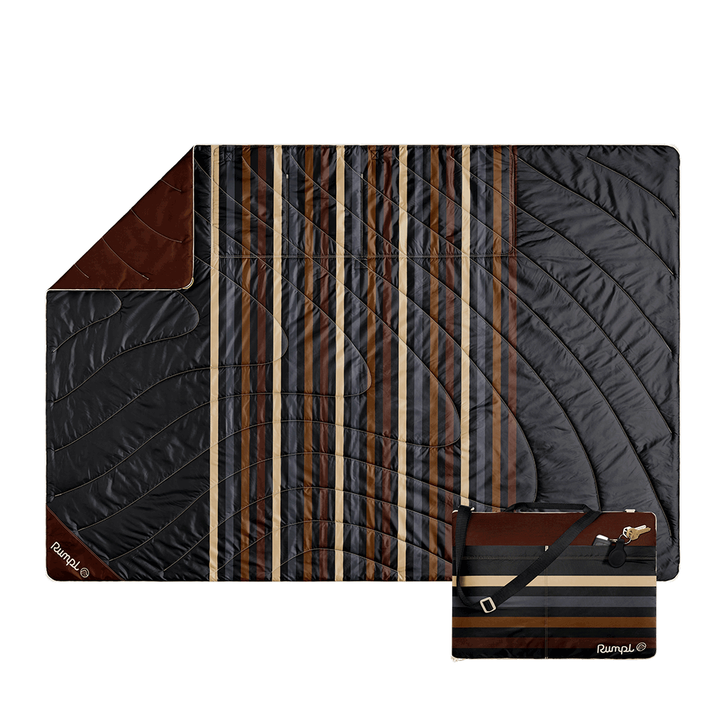 Rumpl Stash Mat - Mocha Mini Stripes Stash Mat - Mocha Mini Stripes | Rumpl Blankets For Everywhere Overland Mat