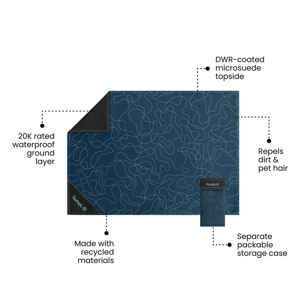 Rumpl Pack Mat Micro - Puzzled Blue Pack Mat Micro - Puzzled Blue | Rumpl Blankets For Everywhere Pack Mat