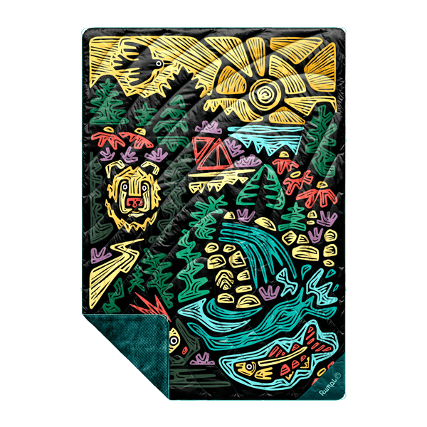 Rumpl Fleece Puffy Blanket - Rae Lang - Protect The Porkies Fleece Puffy Blanket - Protect The Porkies | Rumpl Blankets For Everywhere Printed Fleece Puffy