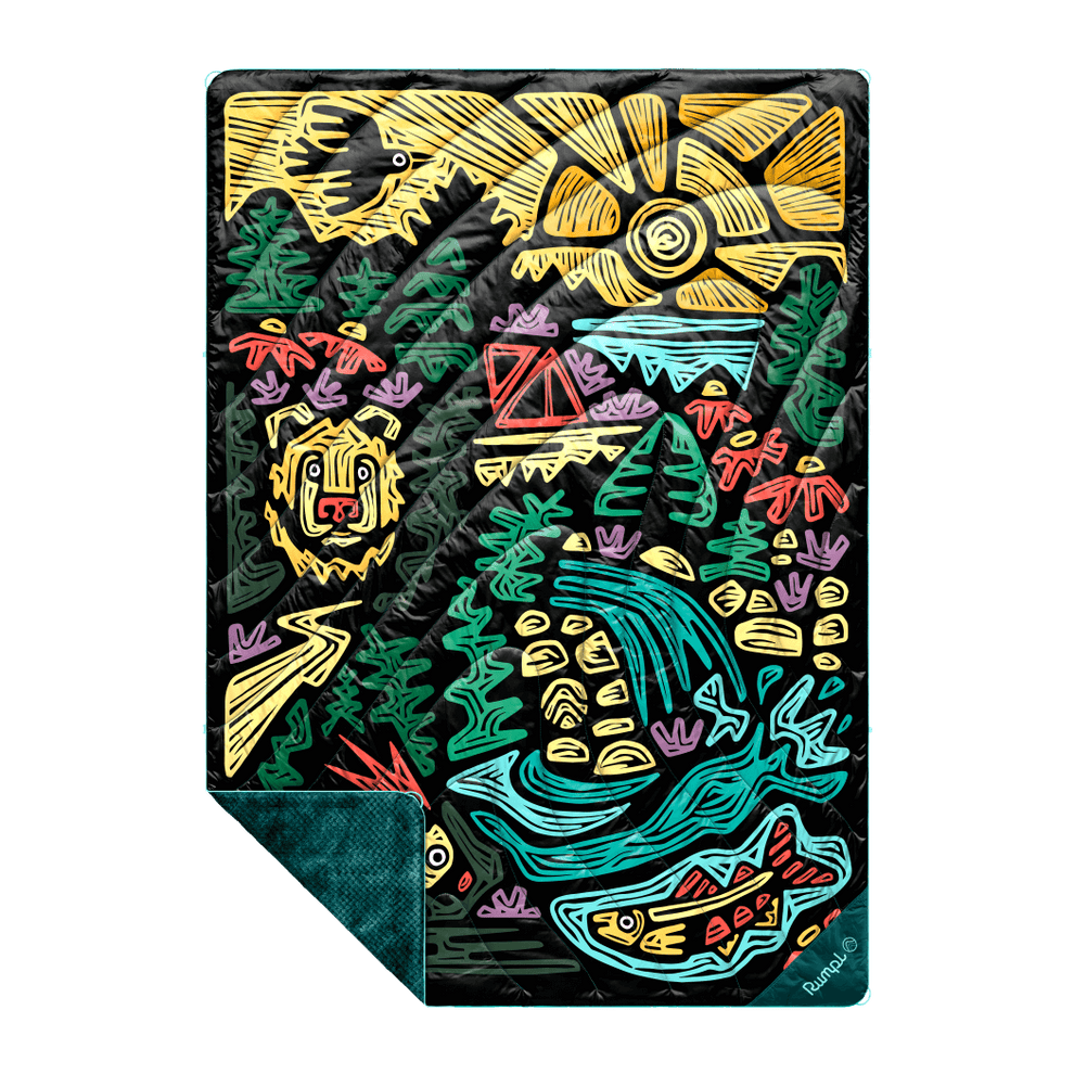 Rumpl Fleece Puffy Blanket - Rae Lang - Protect The Porkies Fleece Puffy Blanket - Protect The Porkies | Rumpl Blankets For Everywhere Printed Fleece Puffy