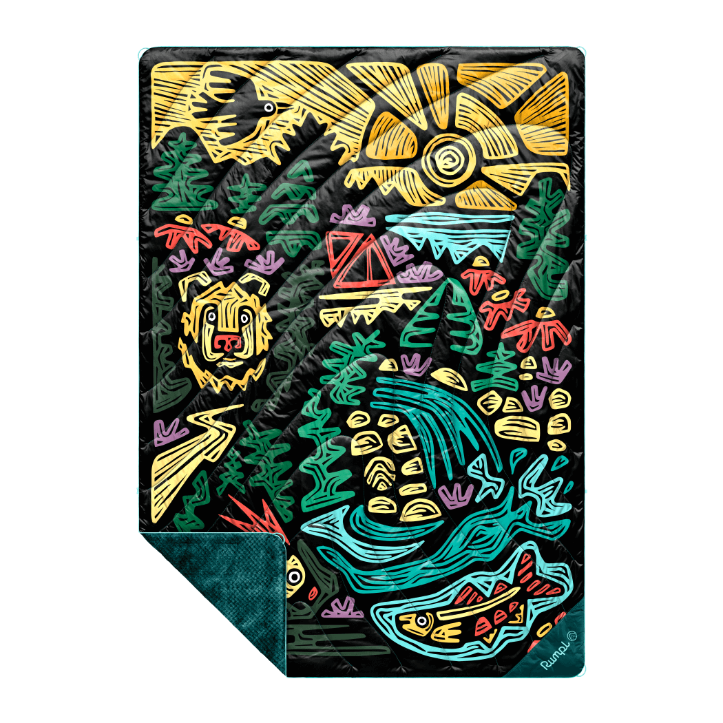 Rumpl Fleece Puffy Blanket - Rae Lang - Protect The Porkies Fleece Puffy Blanket - Protect The Porkies | Rumpl Blankets For Everywhere Printed Fleece Puffy