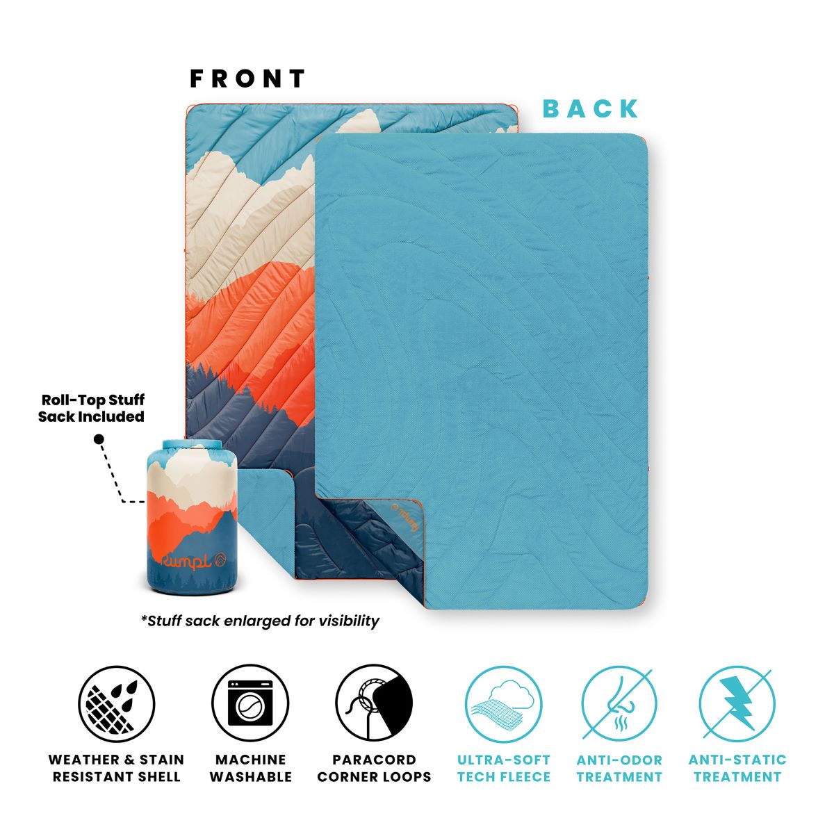 Rumpl Fleece Puffy Blanket - Teton Glow Fleece Puffy Blanket - Teton Glow | Rumpl Blankets For Everywhere Printed Fleece Puffy