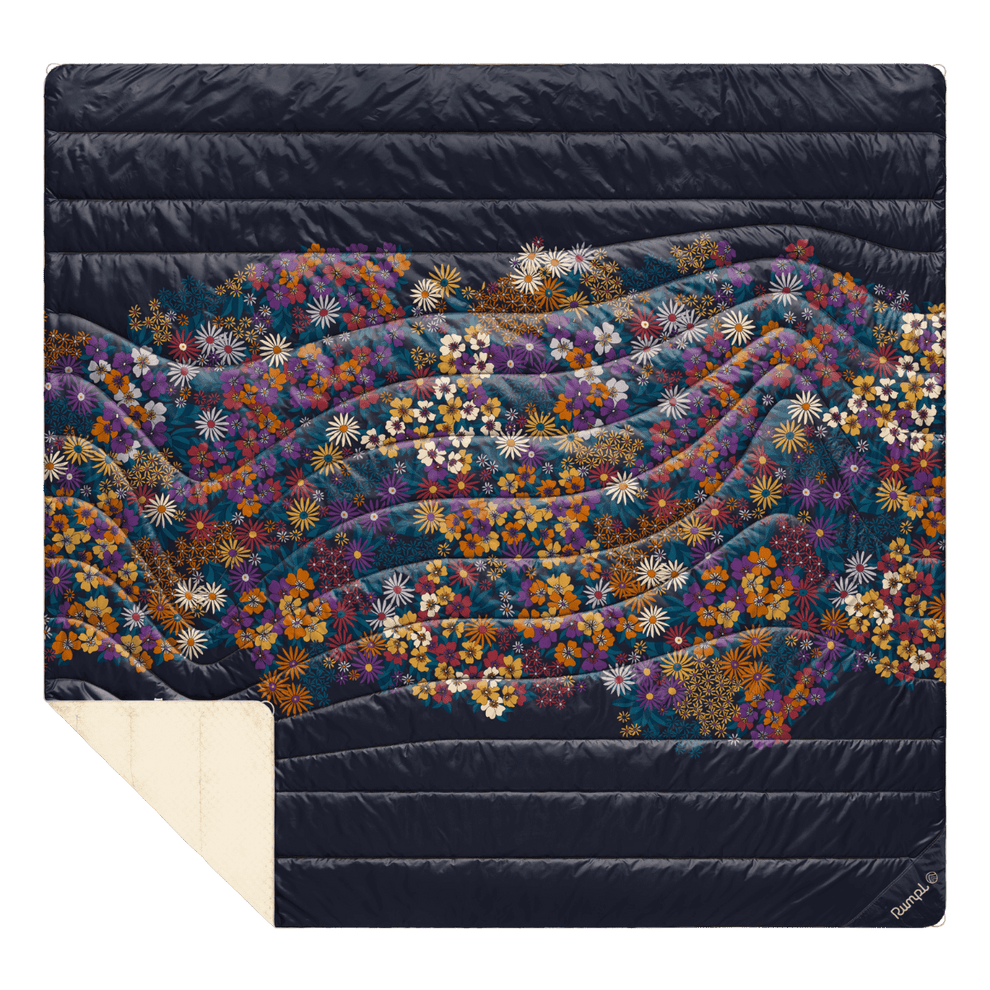 Rumpl Fleece Puffy 2 Person Blanket - Midnight Bloom Fleece Puffy 2 Person Blanket - Midnight Bloom | Rumpl Blankets For Everywhere Printed Fleece Puffy