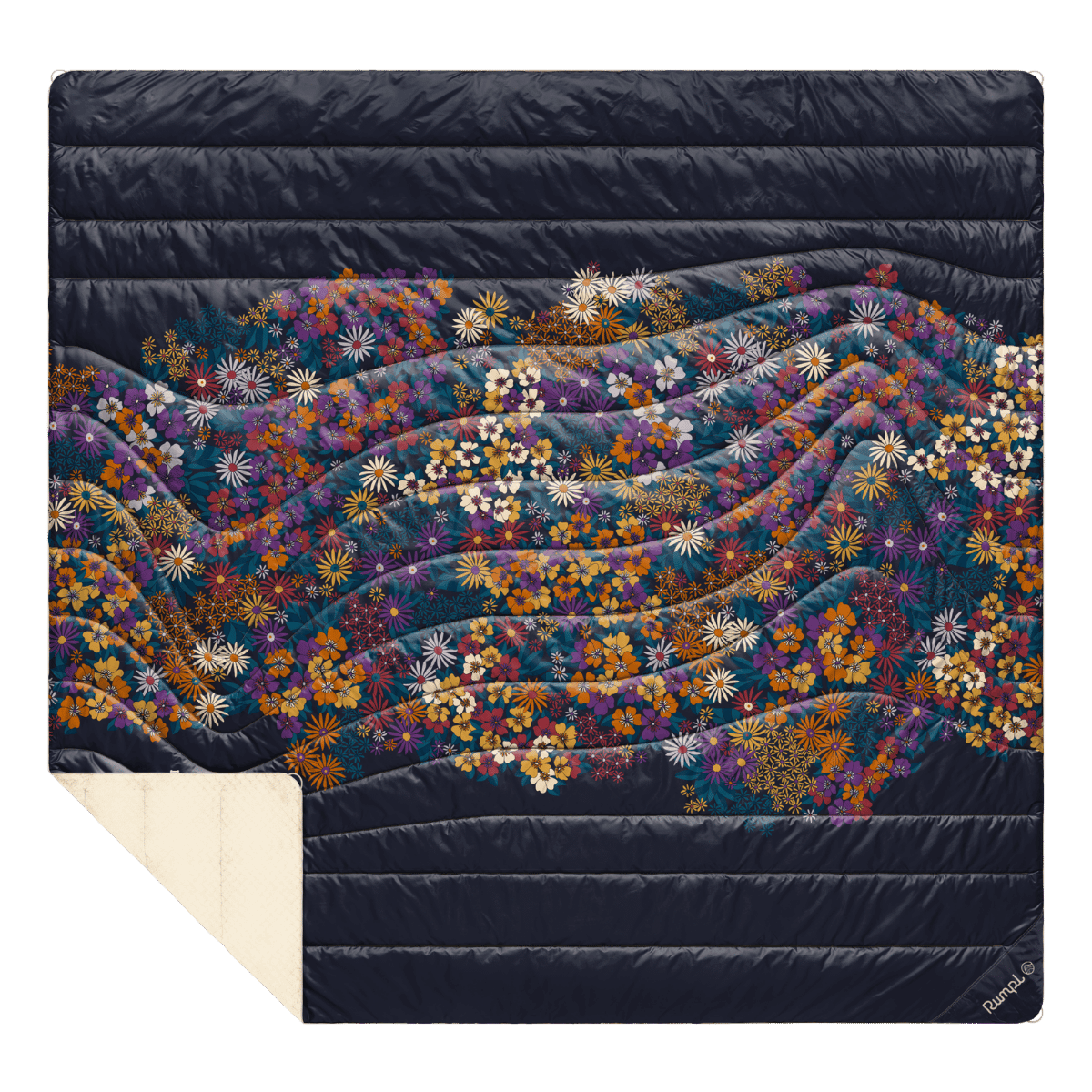 Rumpl Fleece Puffy 2 Person Blanket - Midnight Bloom Fleece Puffy 2 Person Blanket - Midnight Bloom | Rumpl Blankets For Everywhere Printed Fleece Puffy