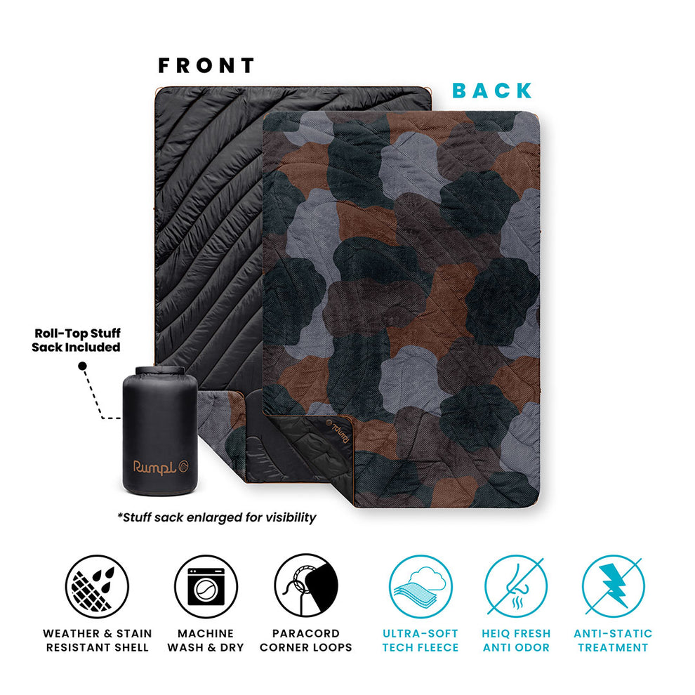 Rumpl Fleece Puffy Throw Blanket - Puzzled Black Fleece Puffy Throw Blanket - Puzzled Black | Rumpl Blankets For Everywhere Printed Fleece Puffy