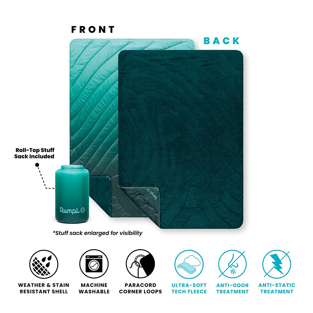Rumpl Fleece Puffy Mini Blanket - Jade Fade Fleece Puffy Mini Blanket - Jade Fade | Rumpl Blankets For Everywhere Printed Fleece Puffy