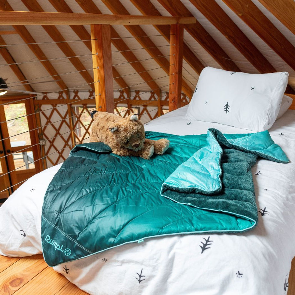 Rumpl Fleece Puffy Mini Blanket - Jade Fade Fleece Puffy Mini Blanket - Jade Fade | Rumpl Blankets For Everywhere Printed Fleece Puffy