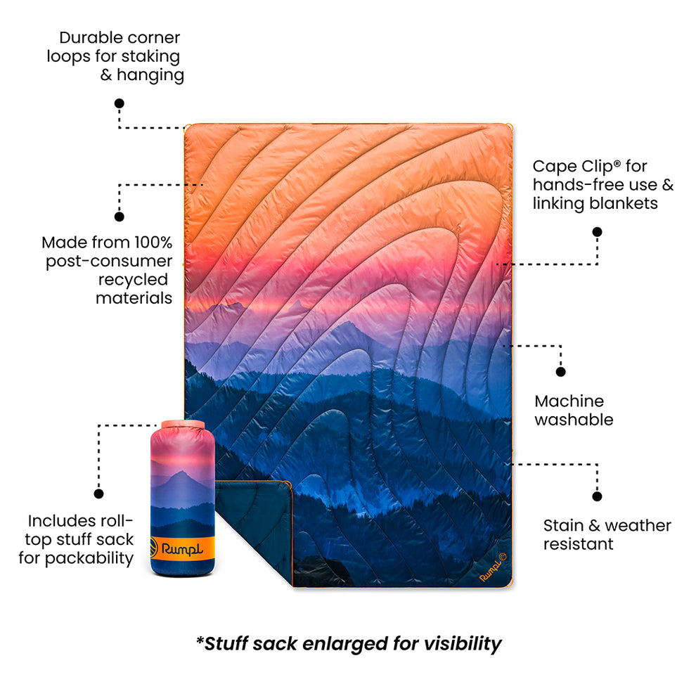 Rumpl Original Puffy Blanket - Alpenglow Original Puffy Blanket - Alpenglow | Rumpl Blankets for Everywhere Printed Original