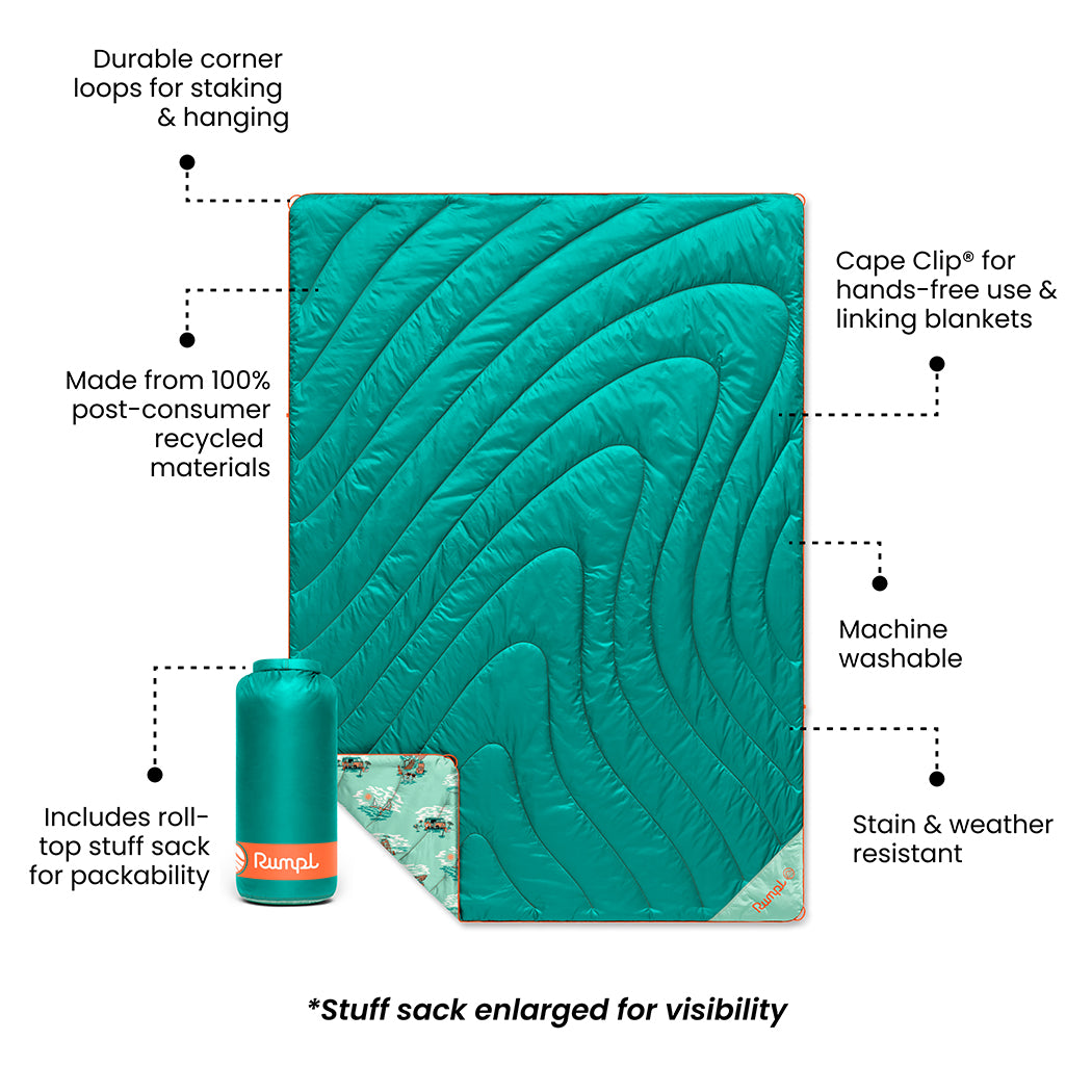 Rumpl Original Puffy Blanket - Aqua Outer Banks Original Puffy Blanket - Aqua Outer Banks | Rumpl Blankets For Everywhere Printed Original