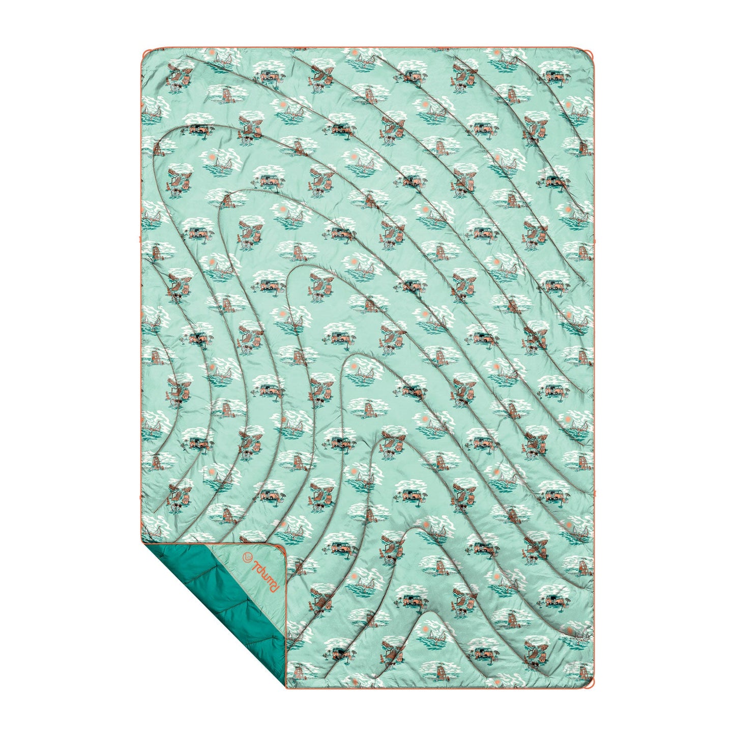 Rumpl Original Puffy Blanket - Aqua Outer Banks Original Puffy Blanket - Aqua Outer Banks | Rumpl Blankets For Everywhere Printed Original