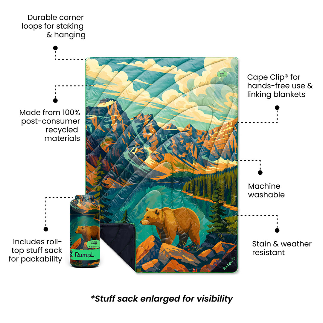 Rumpl Original Puffy Blanket - Banff Original Puffy Blanket - Banff National Park | Rumpl Blankets For Everywhere Printed Original