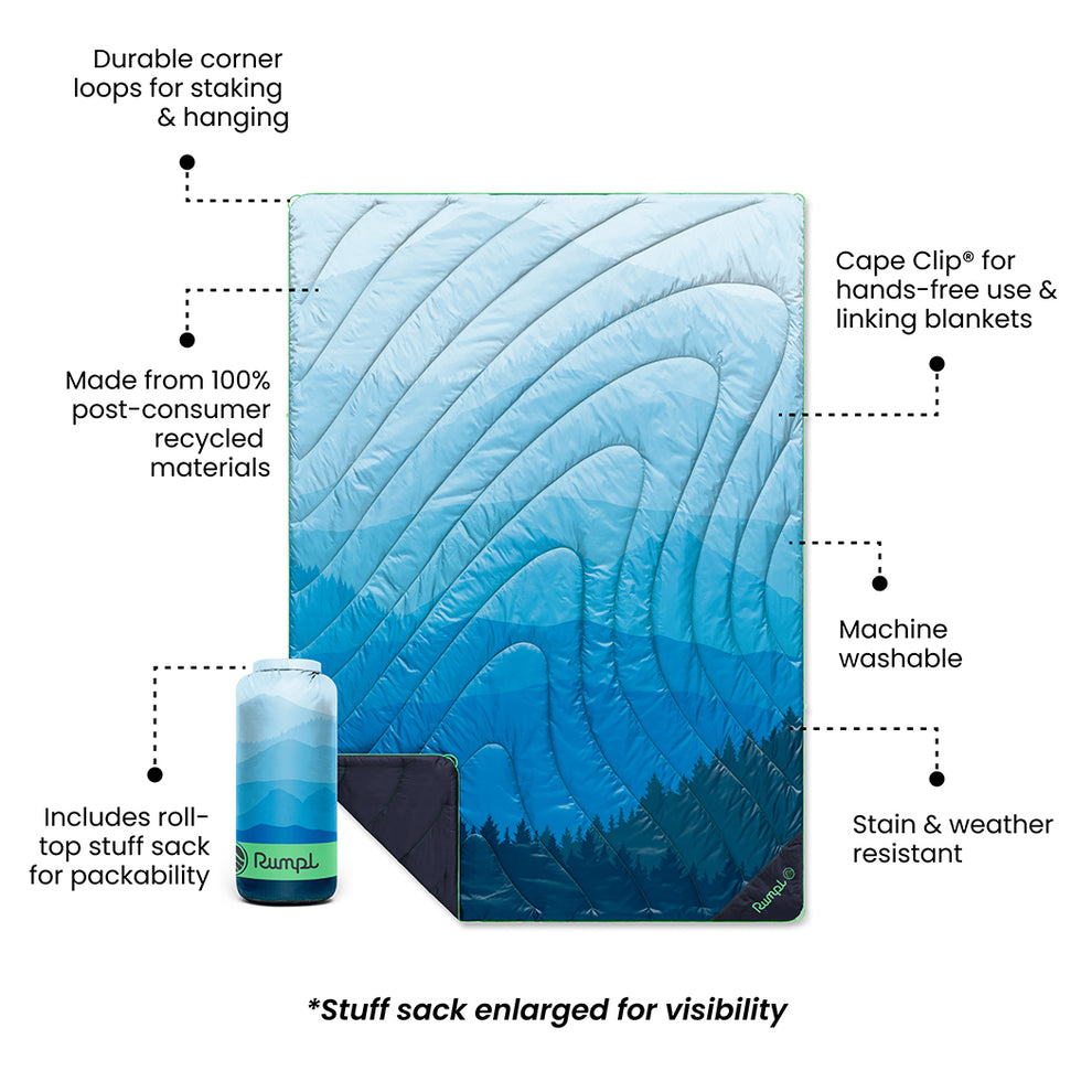 Rumpl Original Puffy Blanket - Blue Ridge Fade Original Puffy Blanket - Blue Ridge Fade | Rumpl Blankets For Everywhere Printed Original