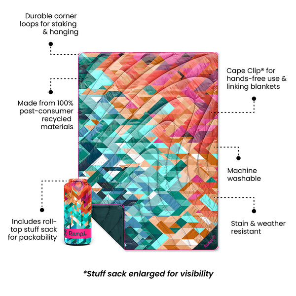 Rumpl Original Puffy Blanket - Geo Cool Geo Blankets | Rumpl Blankets For Everywhere Printed Original