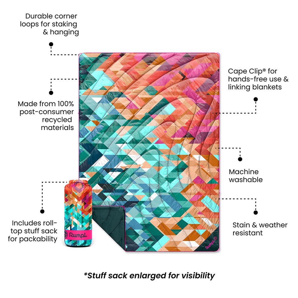Rumpl Original Puffy Blanket - Geo Cool Geo Blankets | Rumpl Blankets For Everywhere Printed Original