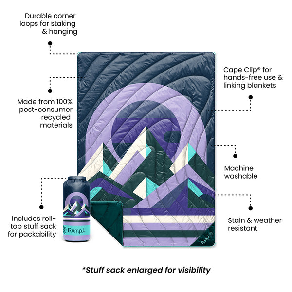 Rumpl Original Puffy Blanket - Lavender Peak Eclipse Original Puffy Blanket - Lavender Peak Eclipse | Rumpl Blankets for Everywhere Printed Original