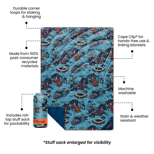 Rumpl Original Puffy Blanket - Magic Mushrooms Original Puffy Blanket - Magic Mushrooms | Rumpl Blankets For Everywhere Printed Original