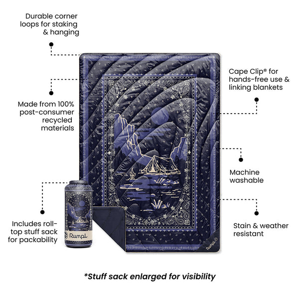Rumpl Original Puffy Blanket - Midnight Mesa Bandana Original Puffy Blanket - Midnight Mesa Bandana | Rumpl Blankets For Everywhere Printed Original