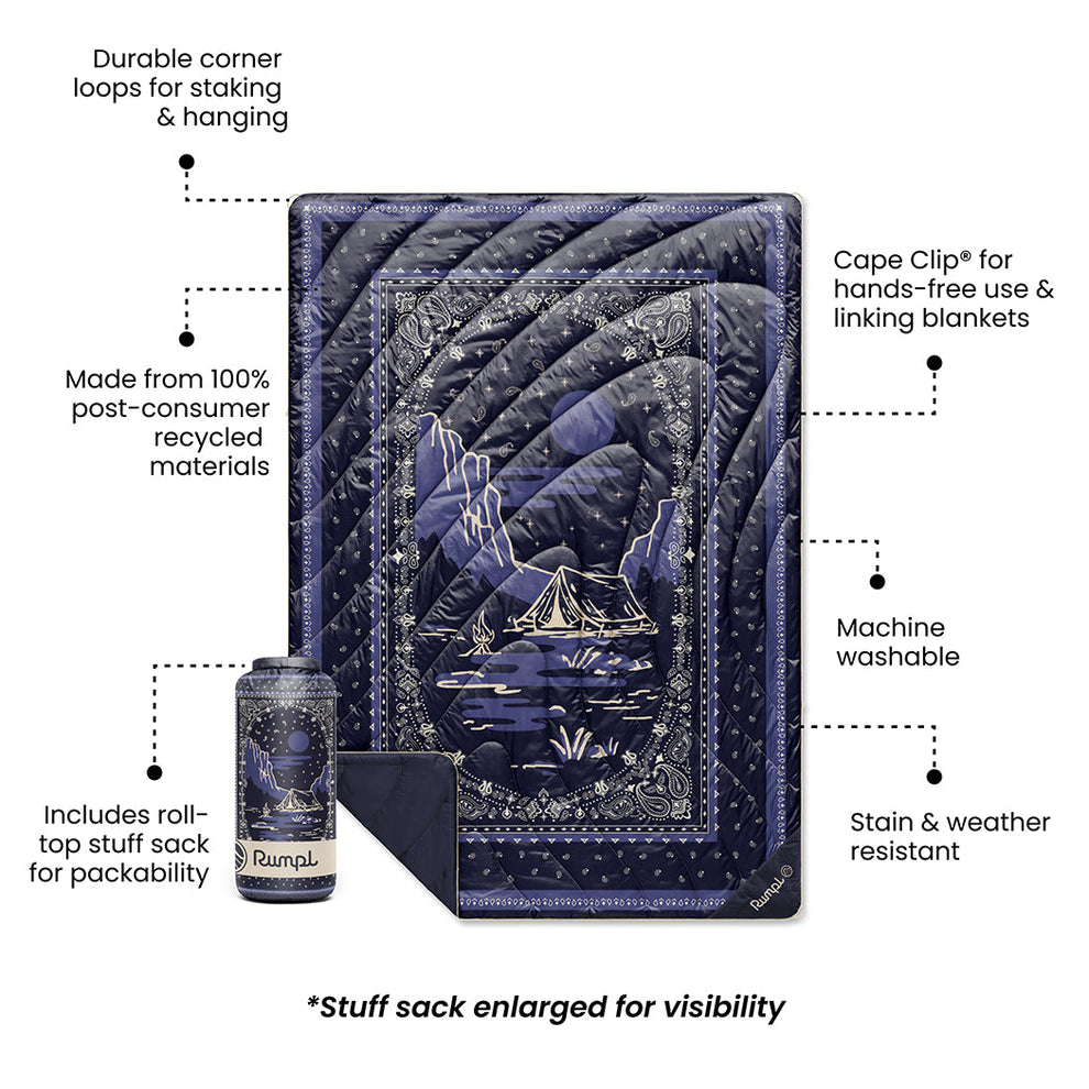 Rumpl Original Puffy Blanket - Midnight Mesa Bandana Original Puffy Blanket - Midnight Mesa Bandana | Rumpl Blankets For Everywhere Printed Original