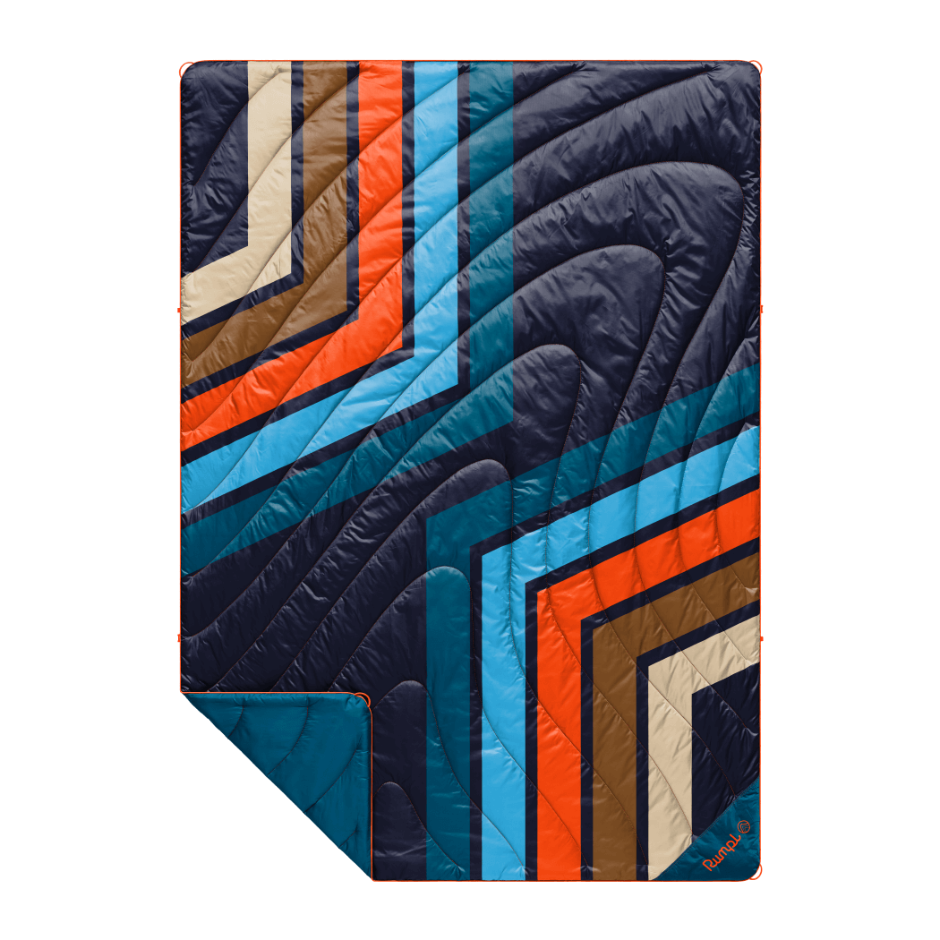 Rumpl Original Puffy Blanket - Midnight Retro Stripes Original Puffy Blanket - Midnight Retro Stripes | Rumpl Blankets For Everywhere Printed Original