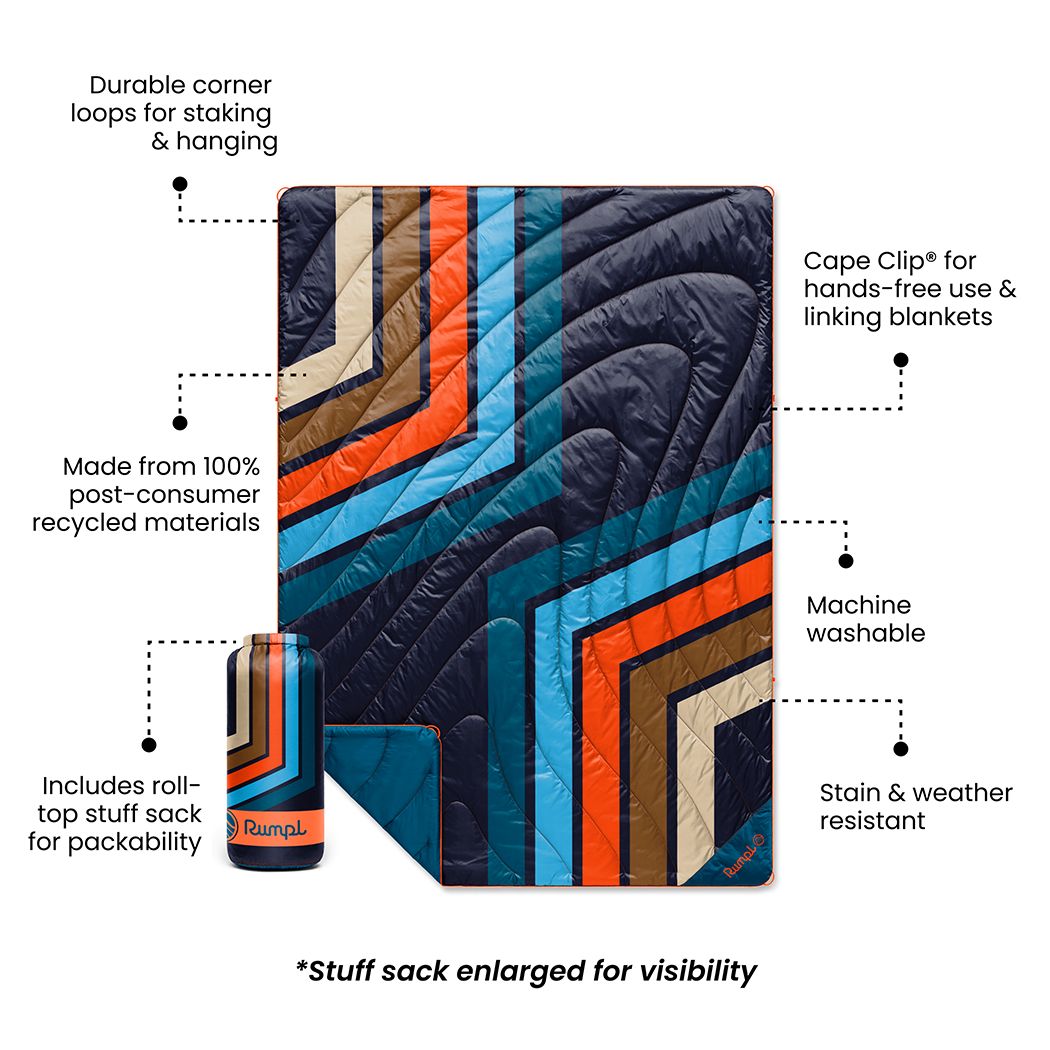 Original Puffy Blanket: Midnight Retro Stripes | Rumpl. Set. Go.