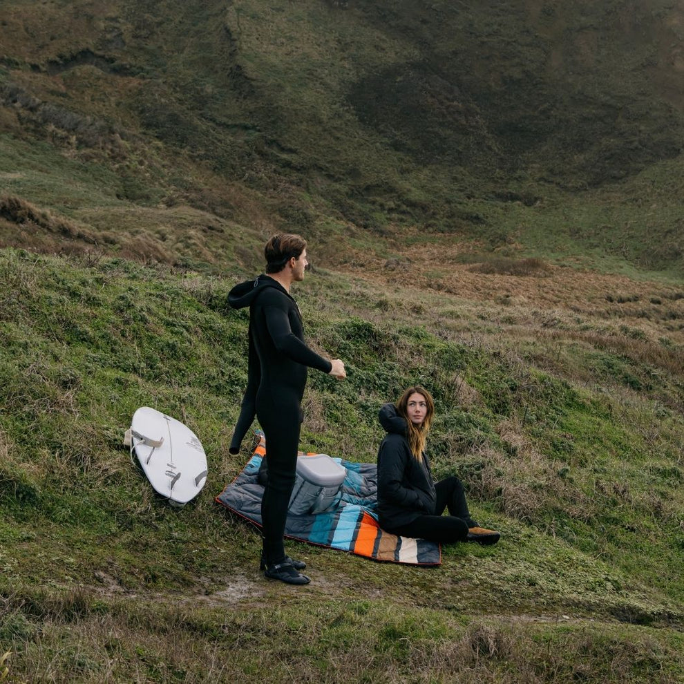 Rumpl Original Puffy Blanket - Midnight Retro Stripes Original Puffy Blanket - Midnight Retro Stripes | Rumpl Blankets For Everywhere Printed Original