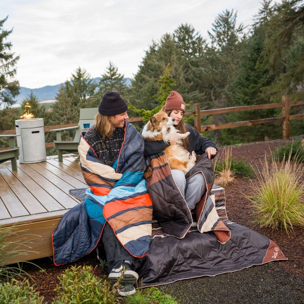 Rumpl Original Puffy Blanket - Midnight Retro Stripes Original Puffy Blanket - Midnight Retro Stripes | Rumpl Blankets For Everywhere Printed Original