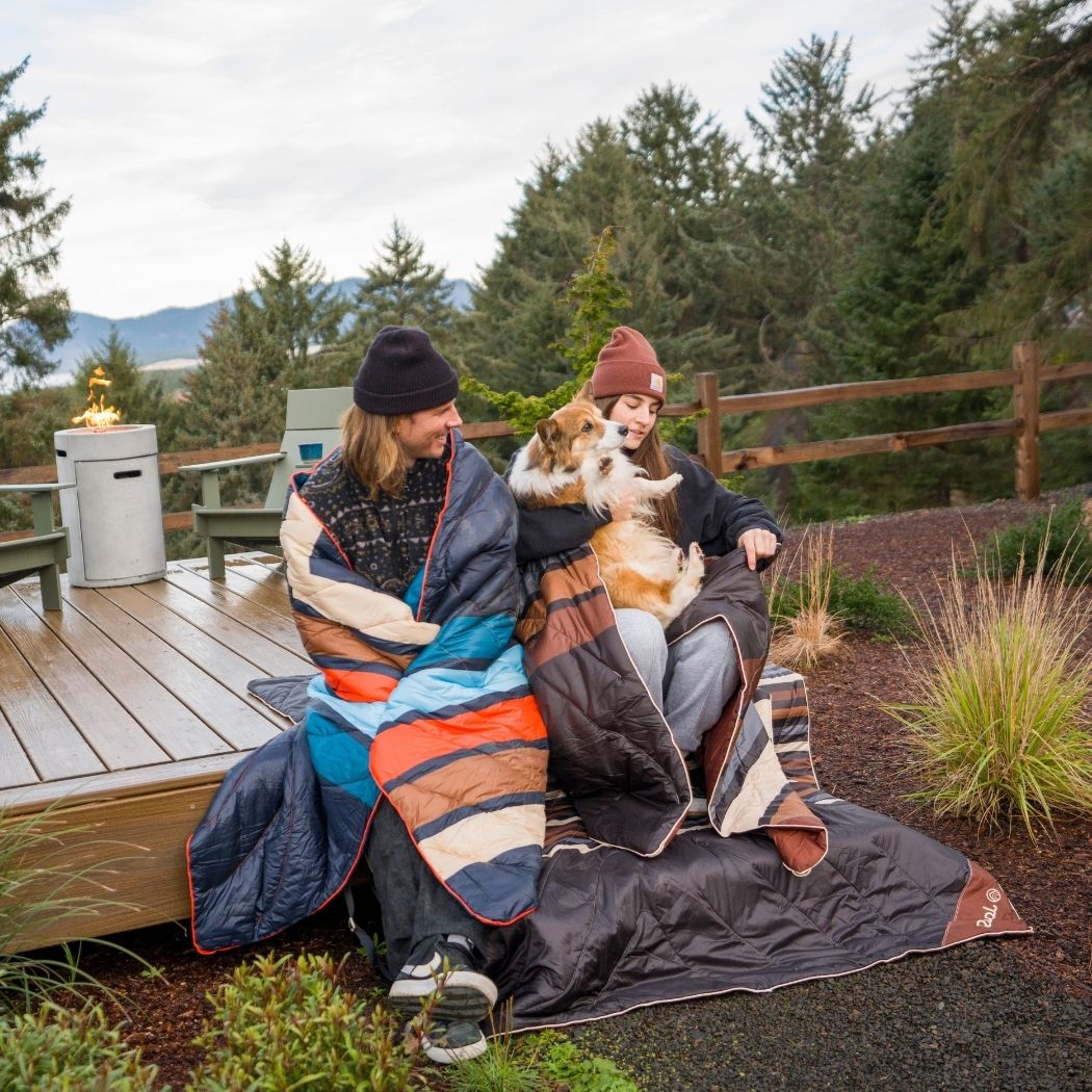 Rumpl Original Puffy Blanket - Midnight Retro Stripes Original Puffy Blanket - Midnight Retro Stripes | Rumpl Blankets For Everywhere Printed Original