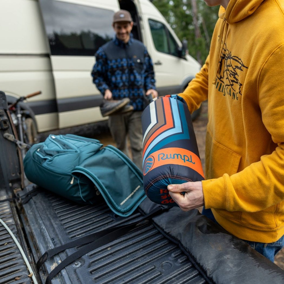 Rumpl Original Puffy Blanket - Midnight Retro Stripes Original Puffy Blanket - Midnight Retro Stripes | Rumpl Blankets For Everywhere Printed Original