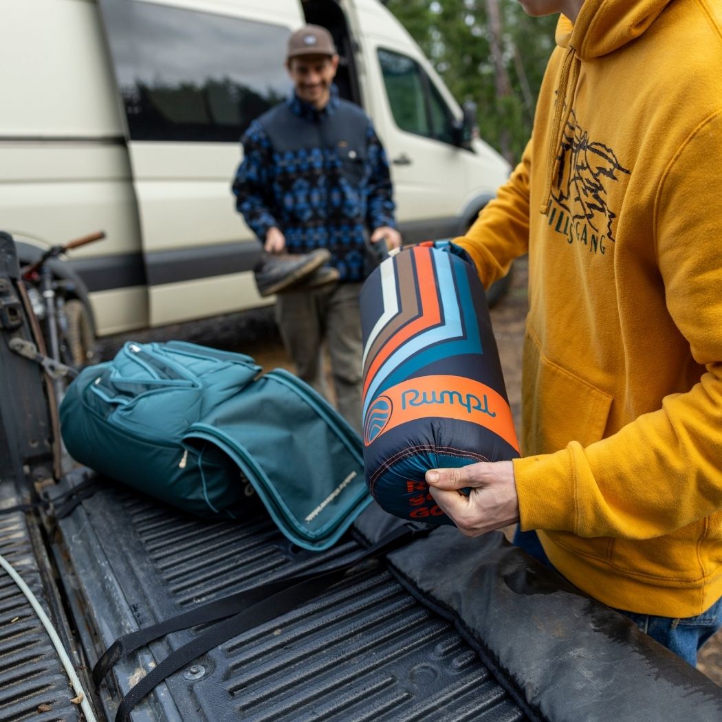 Rumpl Original Puffy Blanket - Midnight Retro Stripes Original Puffy Blanket - Midnight Retro Stripes | Rumpl Blankets For Everywhere Printed Original