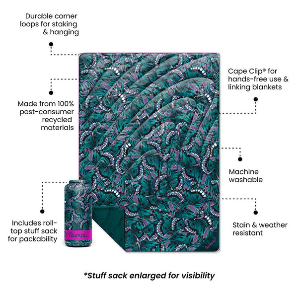 Rumpl Original Puffy Blanket - Mint Green Butterflies Original Puffy Blanket - Mint Green Butterflies | Rumpl Blankets For Everywhere Printed Original