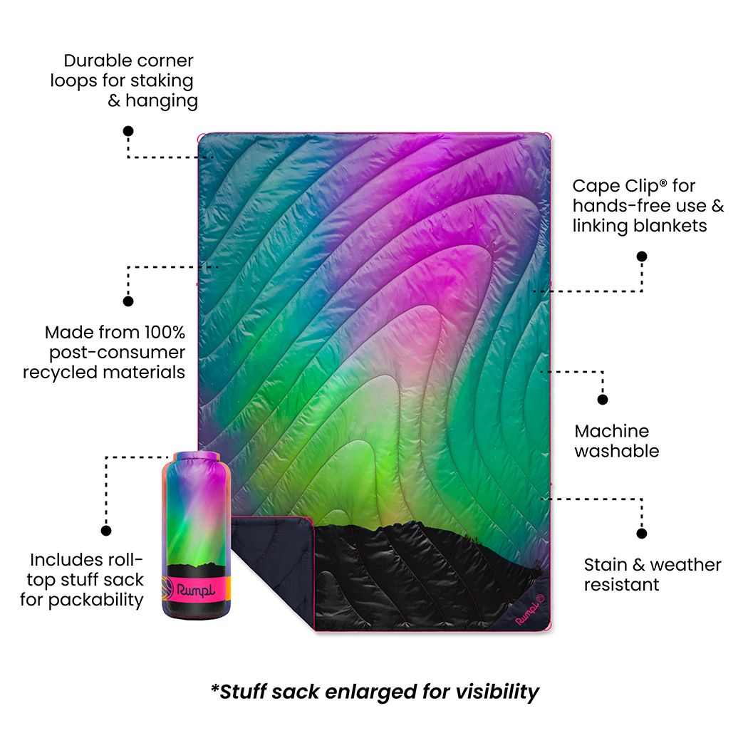 Rumpl Original Puffy Blanket  - Northern Lights -  Custom Original Puffy Blanket  - Northern Lights  | Rumpl Blankets For Everywhere Printed Original