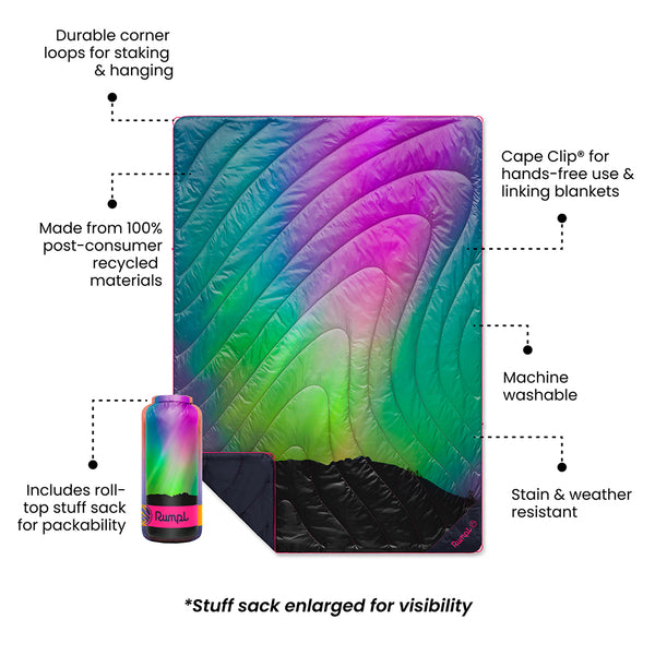 Rumpl Original Puffy Blanket  - Northern Lights Original Puffy Blanket  - Northern Lights  | Rumpl Blankets For Everywhere Printed Original
