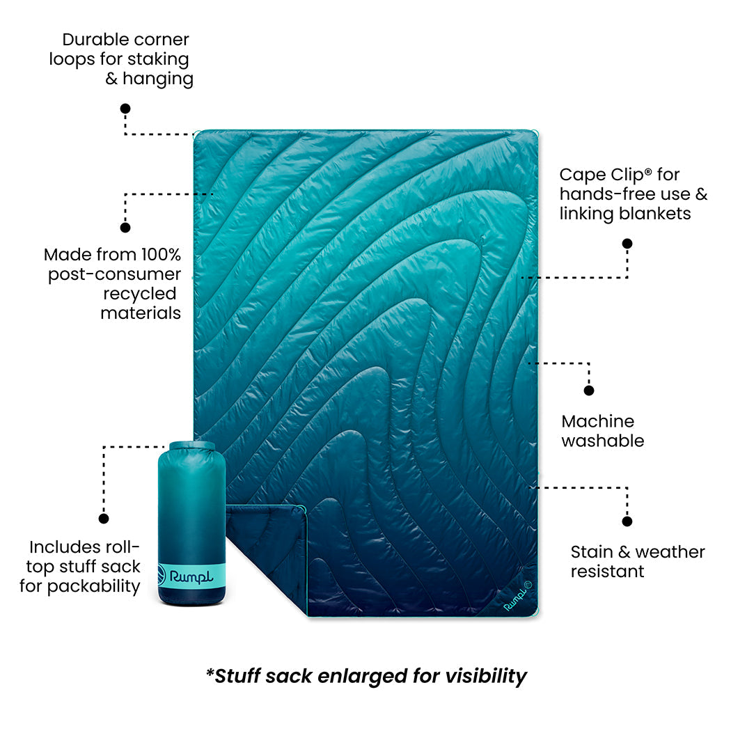 Rumpl Original Puffy Blanket - Ocean Fade Original Puffy Blanket - Ocean Fade| Rumpl Blankets For Everywhere Printed Original