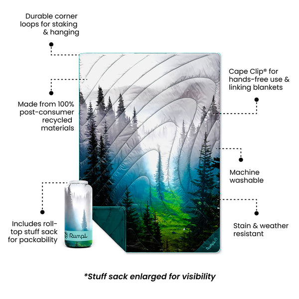 Rumpl Original Puffy Blanket - Olympic Fog Original Puffy Blanket - Olympic Fog | Rumpl Blankets for Everywhere Printed Original