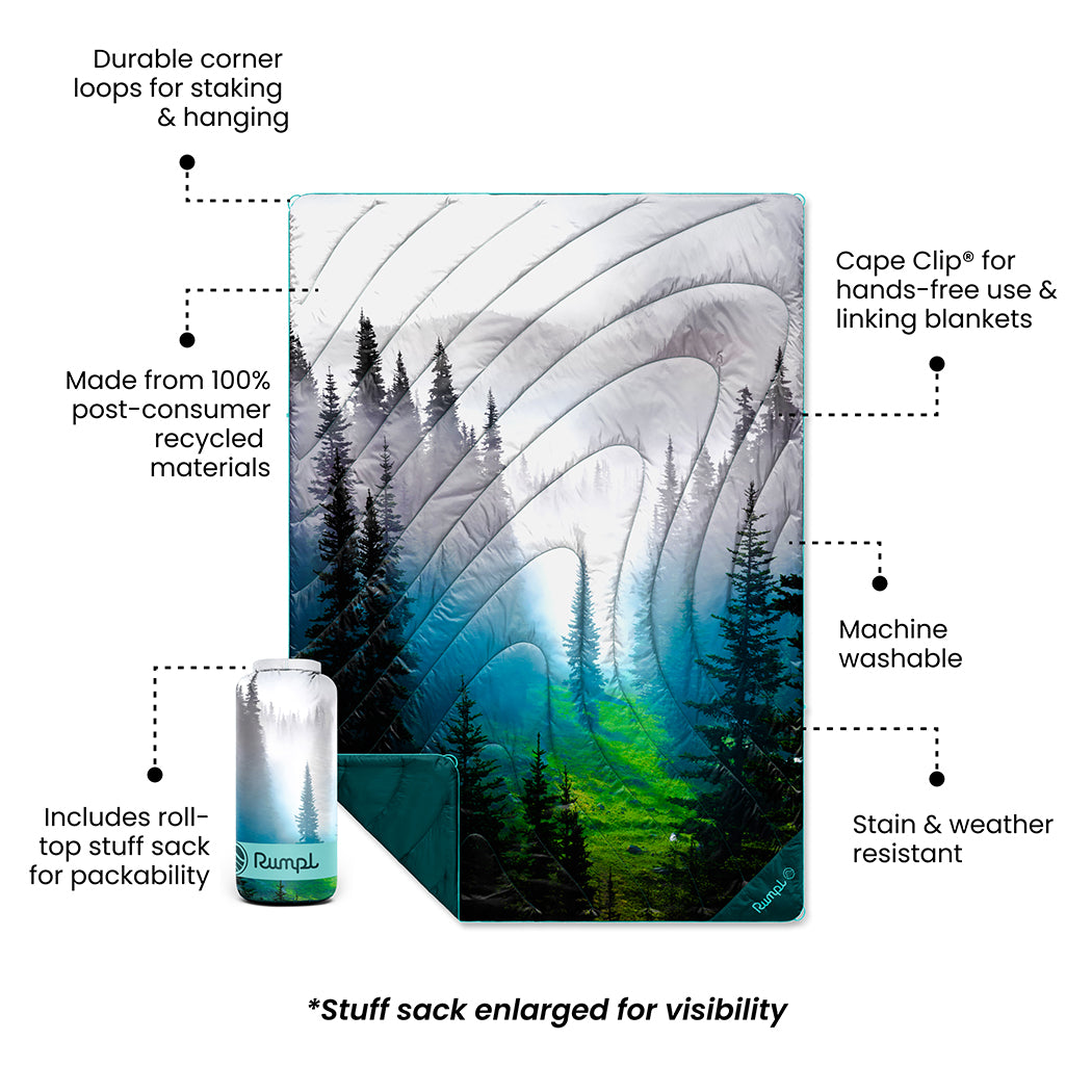 Rumpl Original Puffy Blanket - Olympic Fog Original Puffy Blanket - Olympic Fog | Rumpl Blankets for Everywhere Printed Original