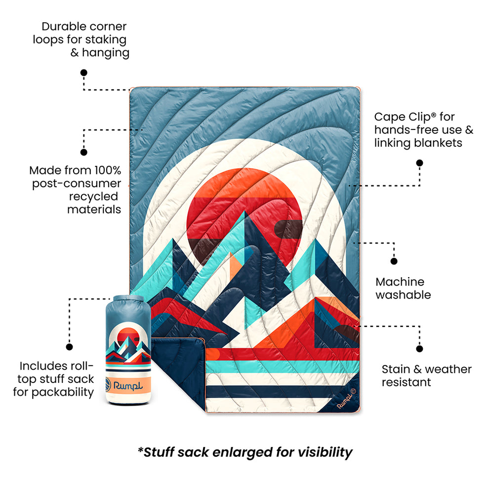 Rumpl Original Puffy Blanket - Radiant Peak Eclipse Original Puffy Blanket - Radiant Peak Eclipse | Rumpl Blankets for Everywhere Printed Original