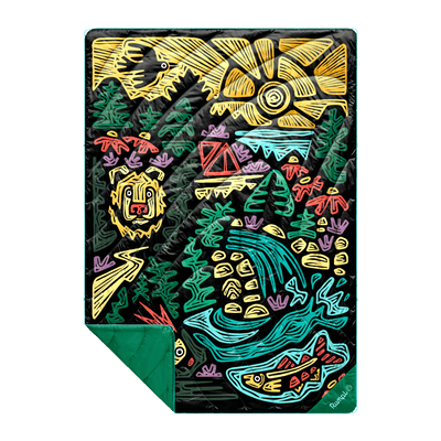 Rumpl Original Puffy Blanket - Rae Lang - Protect The Porkies Original Puffy Blanket - Protect The Porkies | Rumpl Blankets For Everywhere Printed Original