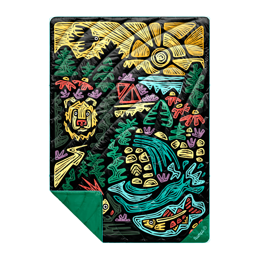 Rumpl Original Puffy Blanket - Rae Lang - Protect The Porkies Original Puffy Blanket - Protect The Porkies | Rumpl Blankets For Everywhere Printed Original