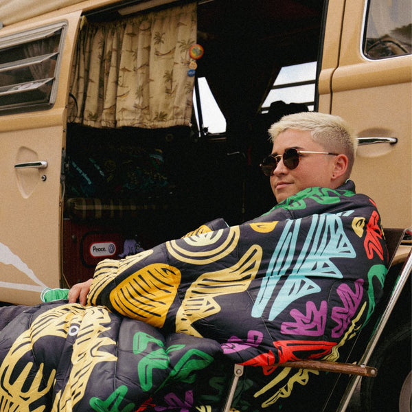 Rumpl Original Puffy Blanket - Rae Lang - Protect The Porkies Original Puffy Blanket - Protect The Porkies | Rumpl Blankets For Everywhere Printed Original