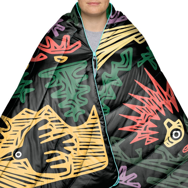 Rumpl Original Puffy Blanket - Rae Lang - Protect The Porkies Original Puffy Blanket - Protect The Porkies | Rumpl Blankets For Everywhere Printed Original