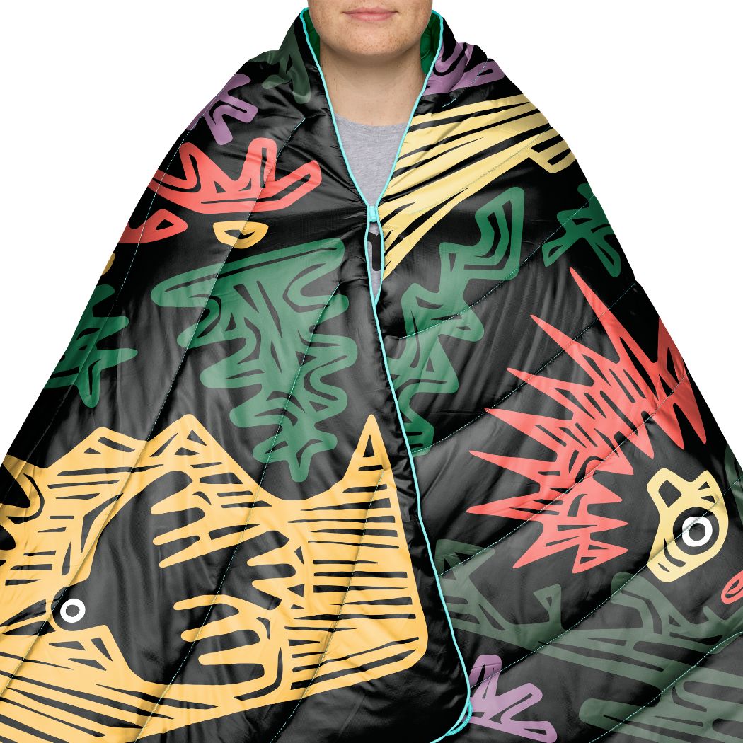 Rumpl Original Puffy Blanket - Rae Lang - Protect The Porkies Original Puffy Blanket - Protect The Porkies | Rumpl Blankets For Everywhere Printed Original