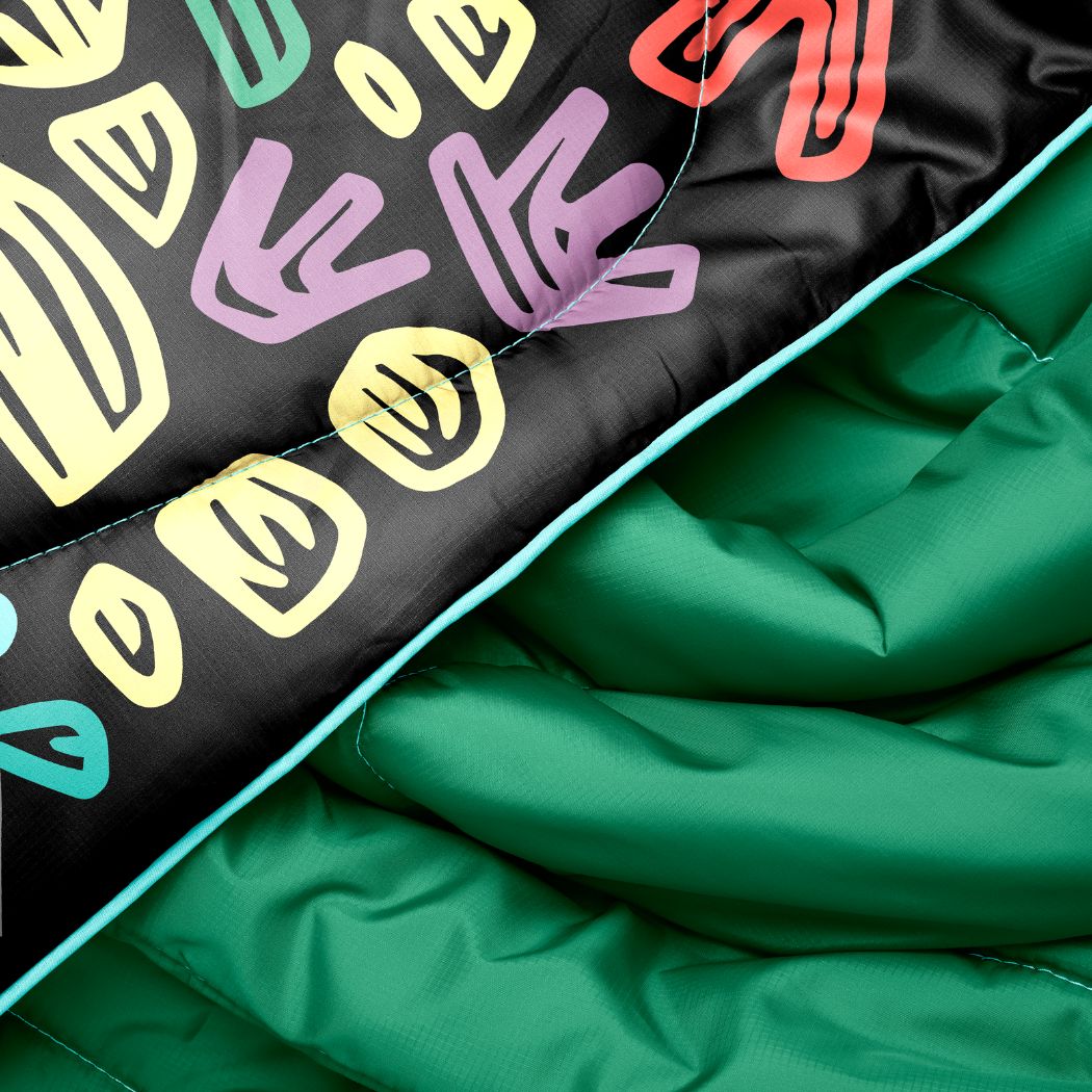 Rumpl Original Puffy Blanket - Rae Lang - Protect The Porkies Original Puffy Blanket - Protect The Porkies | Rumpl Blankets For Everywhere Printed Original