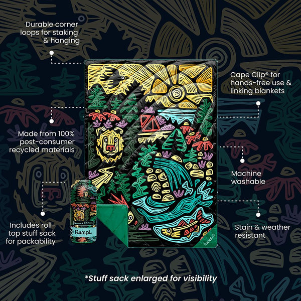 Rumpl Original Puffy Blanket - Rae Lang - Protect The Porkies Original Puffy Blanket - Protect The Porkies | Rumpl Blankets For Everywhere Printed Original