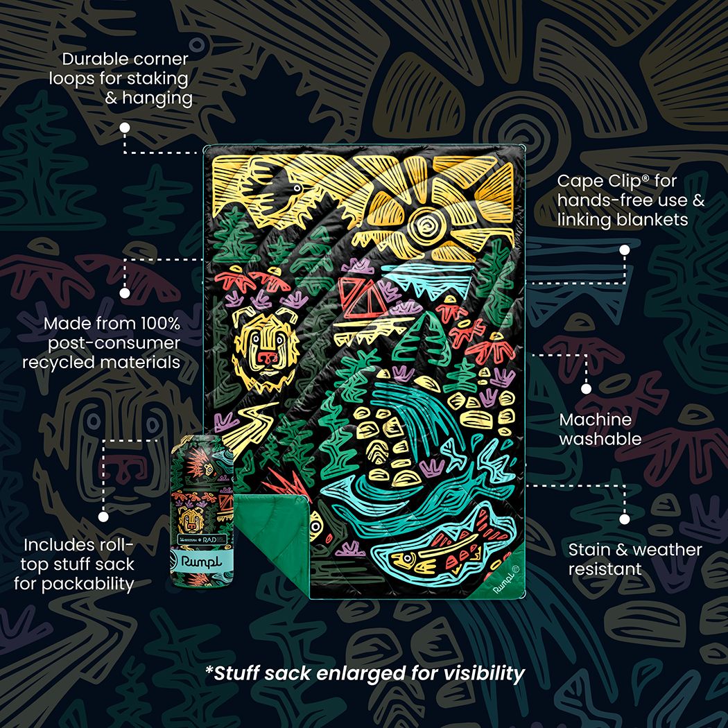 Rumpl Original Puffy Blanket - Rae Lang - Protect The Porkies Original Puffy Blanket - Protect The Porkies | Rumpl Blankets For Everywhere Printed Original