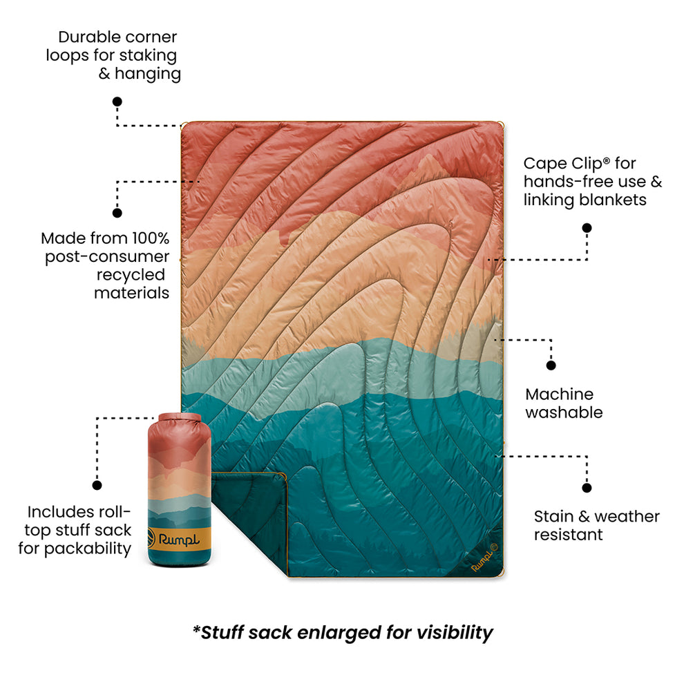 Rumpl Original Puffy Blanket - Rocky Mountain Sunset Fade Original Puffy Blanket - Rocky Mountain Sunset Fade | Rumpl Blankets Printed Original