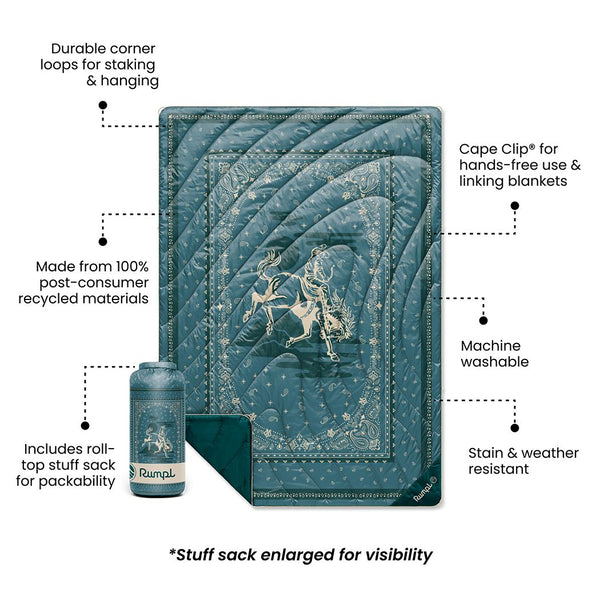 Rumpl Original Puffy Blanket - Sage Bronco Bandana Original Puffy Blanket - Sage Bronco Bandana | Rumpl Blankets For Everywhere Printed Original